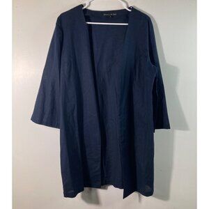 Womens Preston & York Linen Cotton Open Cardigan Jacket Navy 12